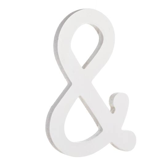 9 Inch White Wood Ampersand Letter Brush Font
